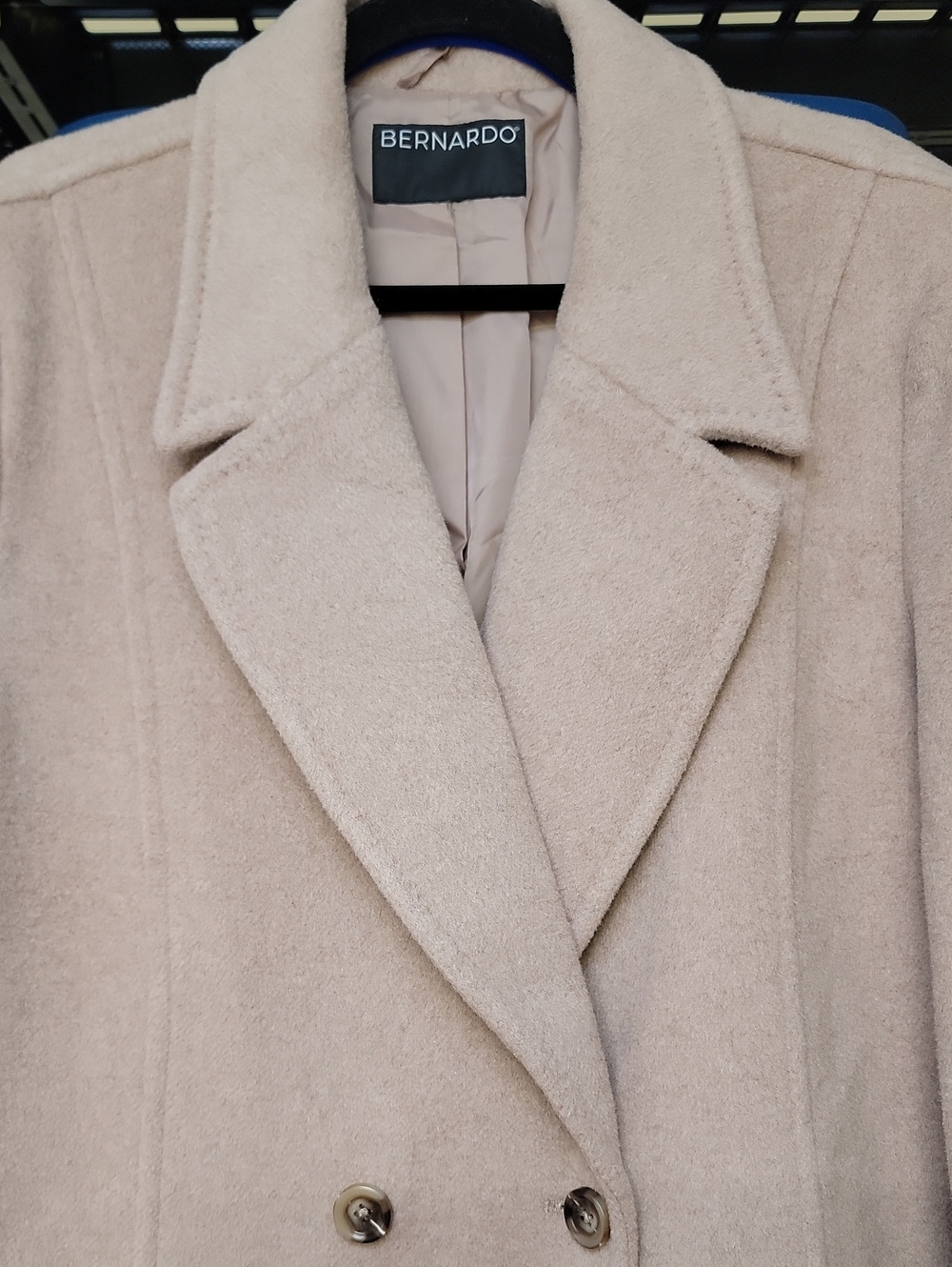 Bernardo Cream Long Wool-Blend Double-Breasted Belted Trench Coat Sz XXL - Picture 3 of 16